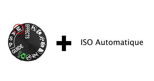 Sélection du mode "Manuel" et ISO Automatique.