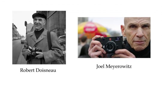 Portraits de Robert Doisneau et Joel Meyerowitz.