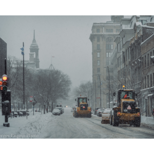 tempête de neige dans le Vieux-Montréal